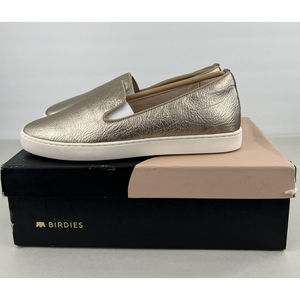 Birdies Shoes The Swift Gold Leather Classic Slip On Sneakers NIB Size 8.5